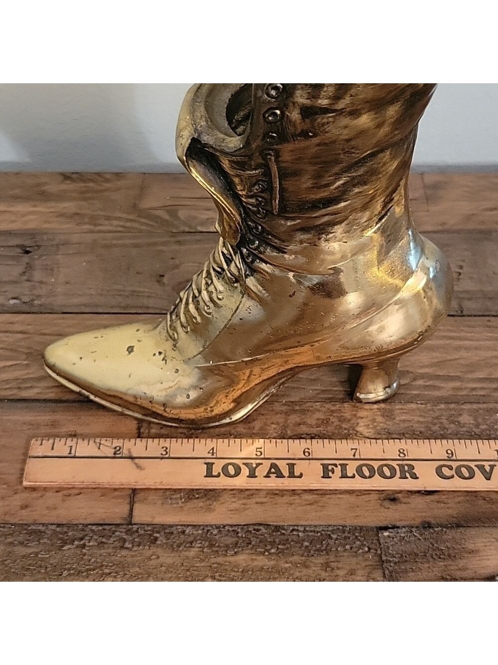 Vintage Brass Cast Victorian Era Style Boot Vase Planter Decor Display - Picture 7 of 12